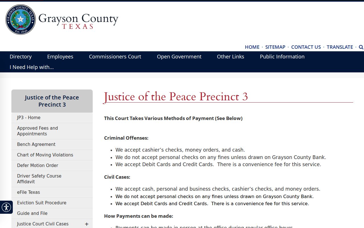 Grayson County JP3 traffic payment and deferral instructions