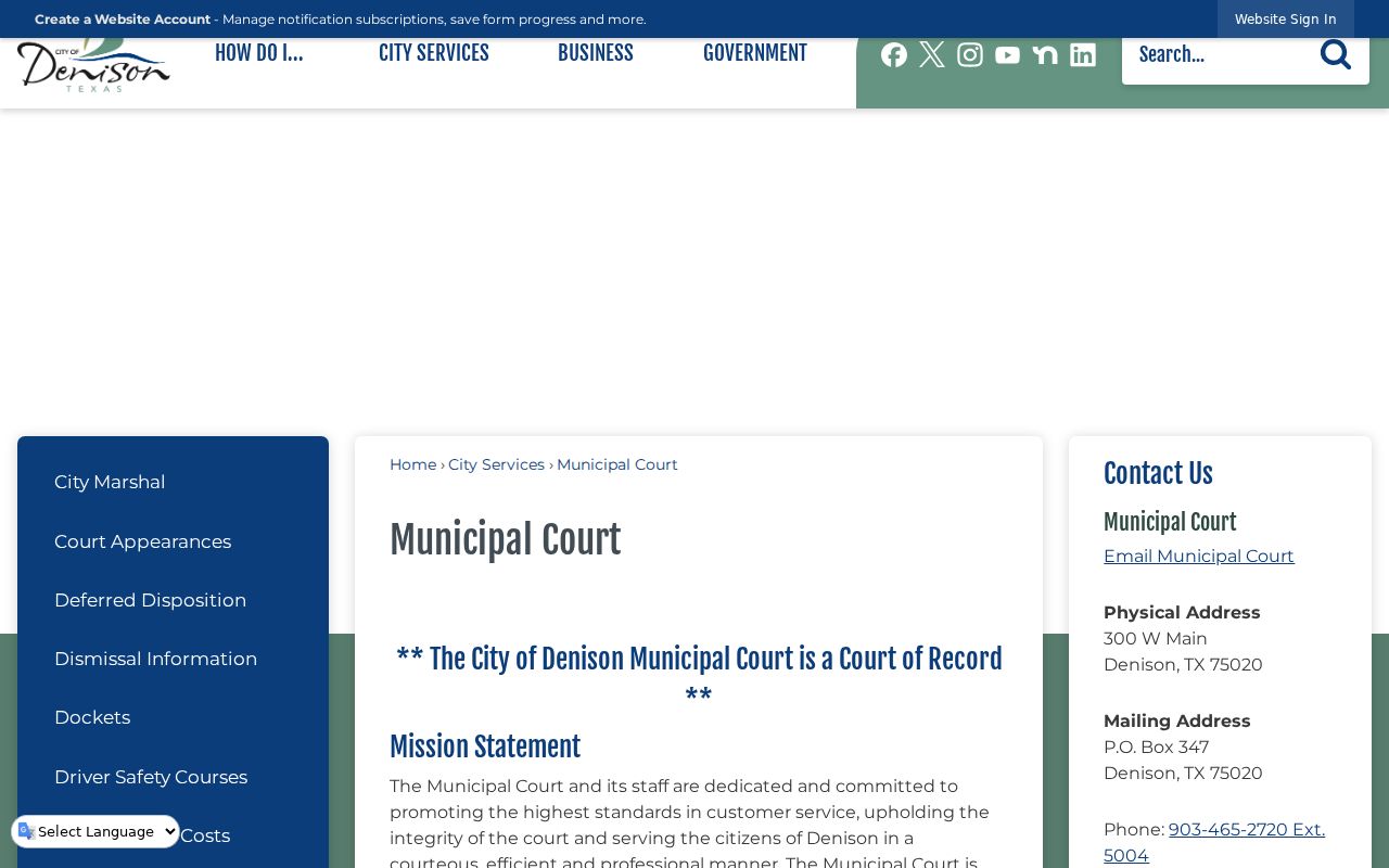 Denison Municipal Court of Record information and city case options