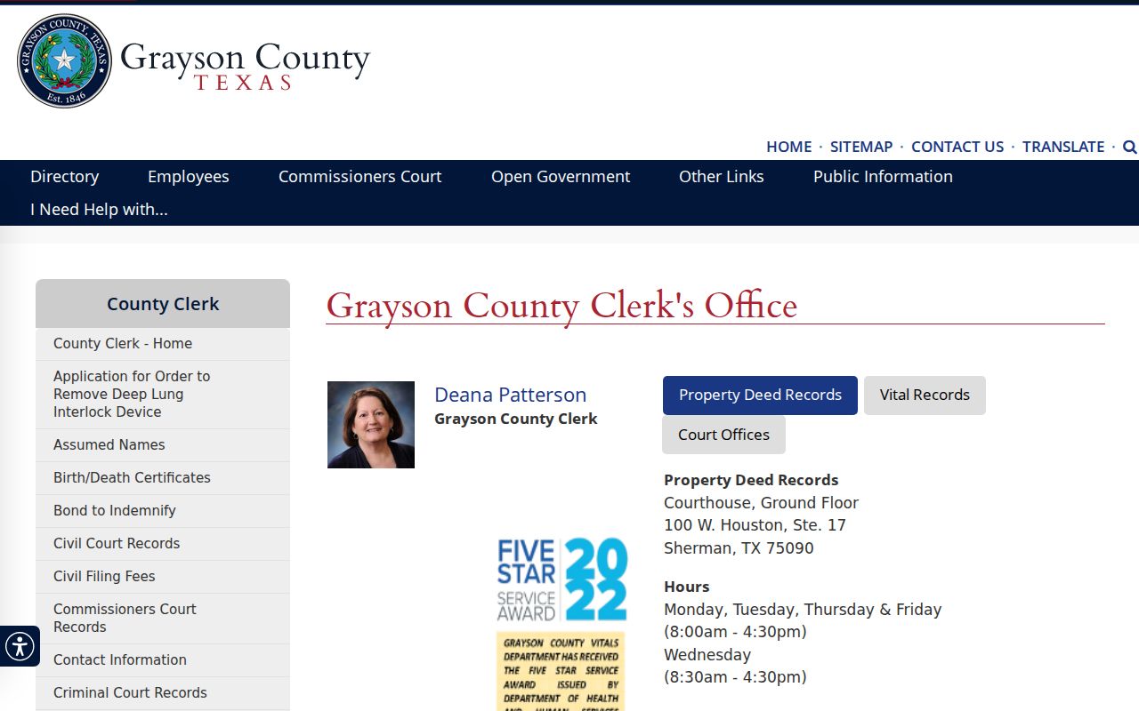 Grayson County Clerk court office information